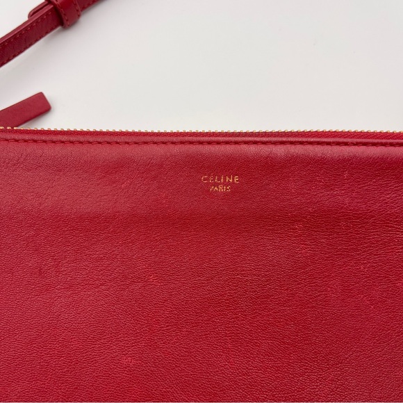 Celine trio crossbody leather messenger handbag in red size large - Picture 4 of 16
